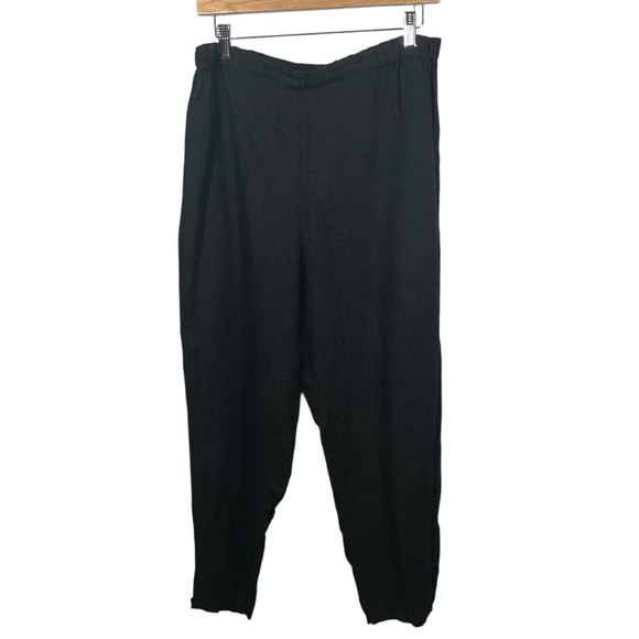 Flax Pants - Flax Womens Linen Wide Leg Cropped M‎ Black Lagenlook Beach Sustainable